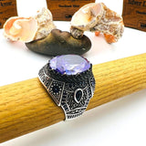 Men's Purple Amethyst Stone Turkish Silver Ring - TryAladdin