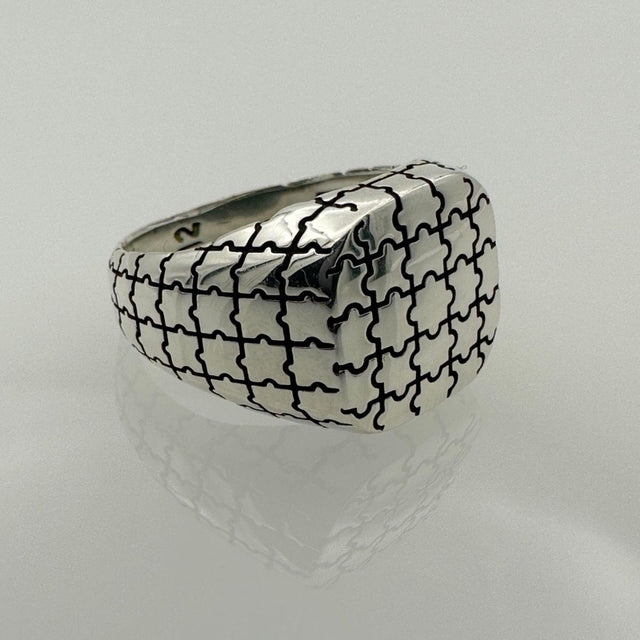 Men's Puzzle Design Silver Ring - TryAladdin