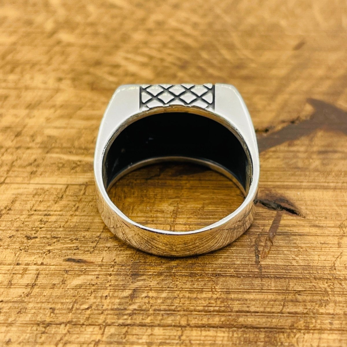 Men's Rectangle Black Onyx Stone Ring - TryAladdin