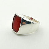 Men's Red Agate Gemstone Silver Ring - TryAladdin