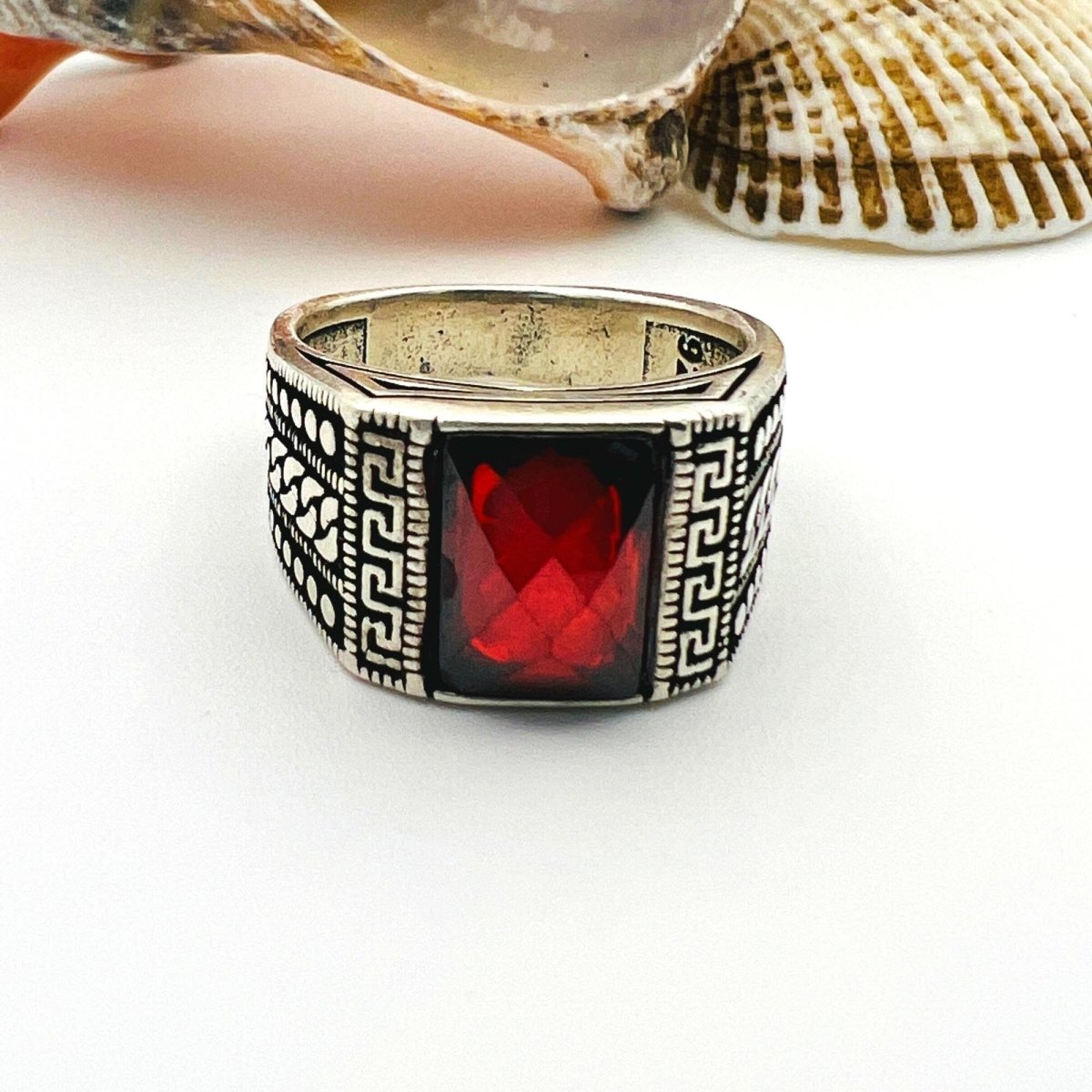 Men's Red Ruby Stone Ring - TryAladdin