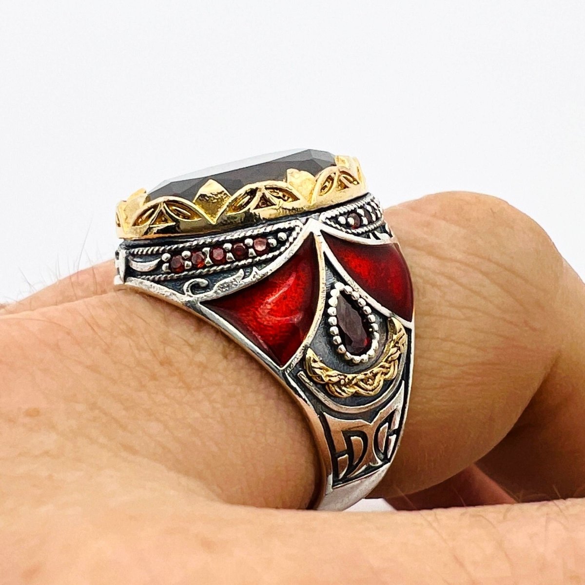 Men's Ruby Stone Silver Ring - TryAladdin