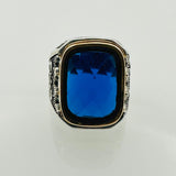 Men's Sapphire Stone Silver Ring - TryAladdin