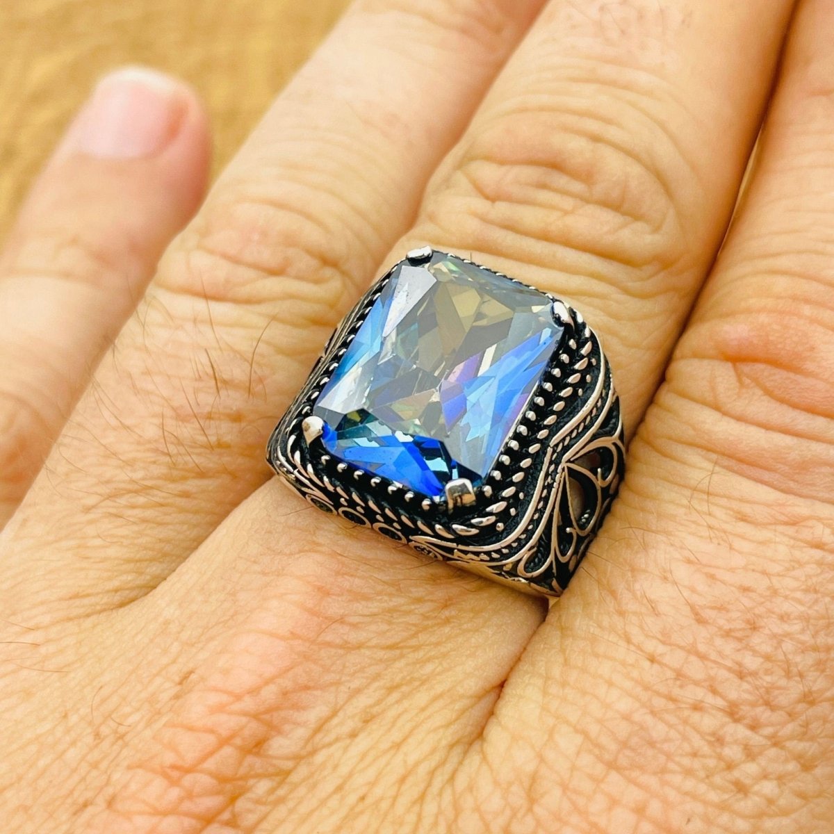 Men's Tanzanite Silver Ring - TryAladdin