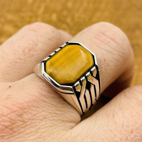 Men’s Tiger Eye Ottoman Ring - TryAladdin