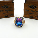 Men's Tourmaline Purple - Blue Stone Silver Ring - TryAladdin