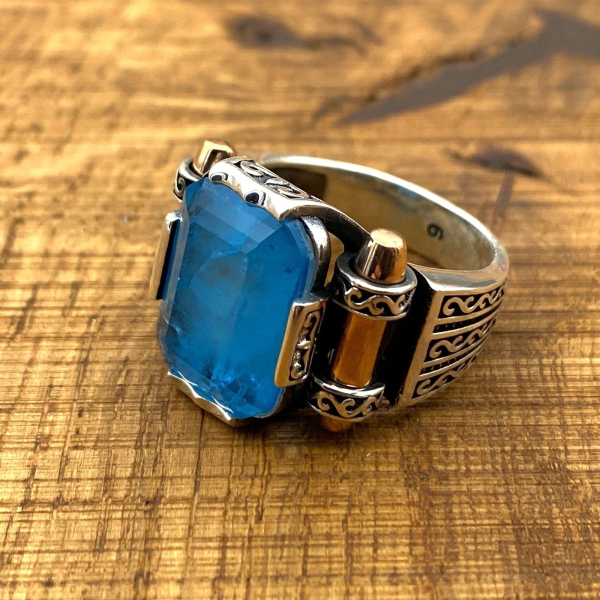 Men's Turkish Turquoise Handmade Silver Ring - TryAladdin