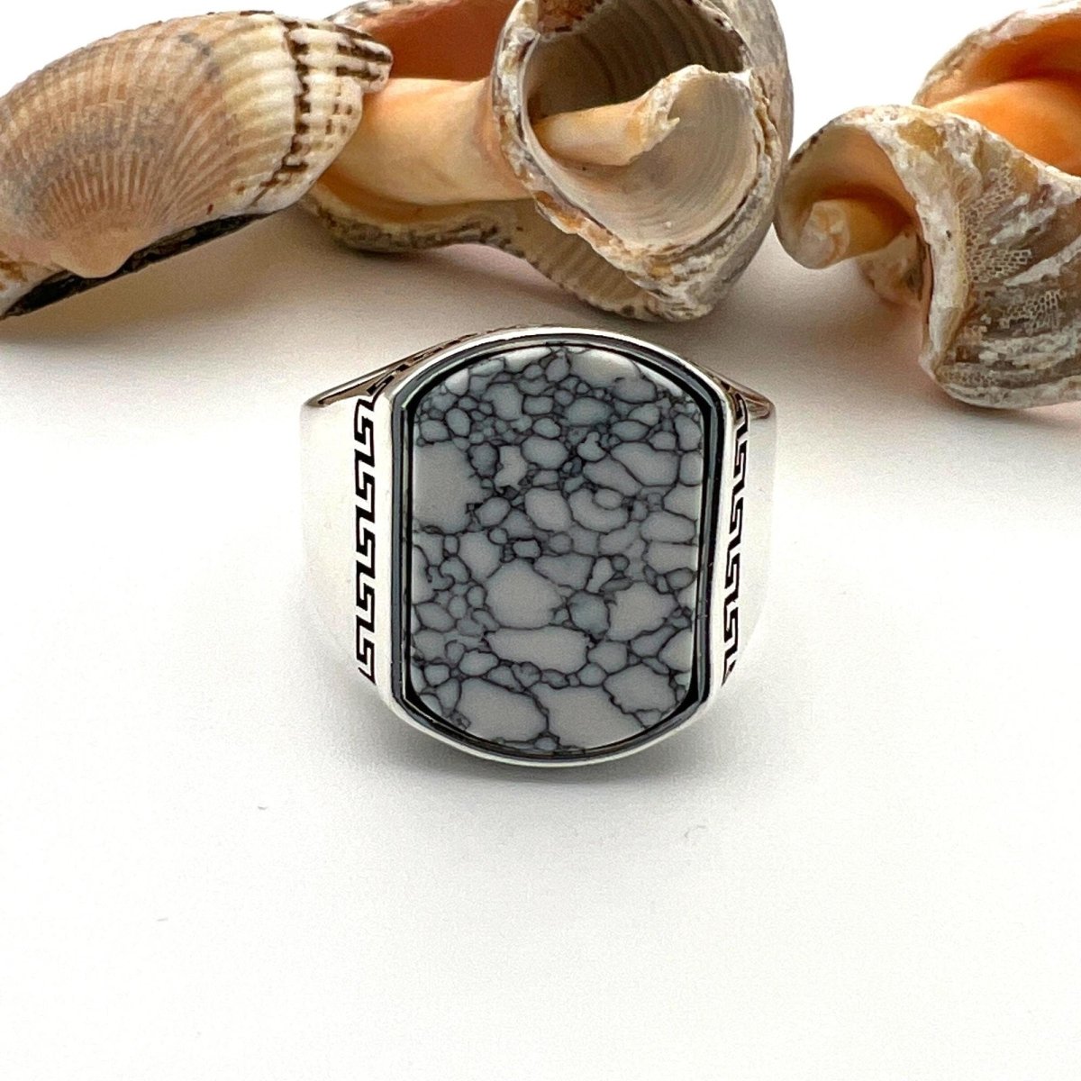 Men's Turquoise Square Silver Ring - TryAladdin