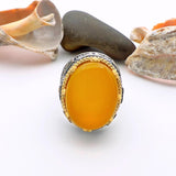 Men's Yellow Agate Stone Silver Ring - TryAladdin