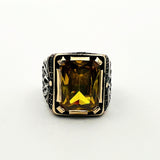 Men's Yellow Citrine Silver Ring - TryAladdin