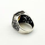 Men's Yellow Citrine Silver Ring - TryAladdin