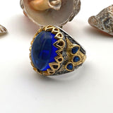 Men's Yemeni Aqeeq Stone Blue Agate Ring - TryAladdin