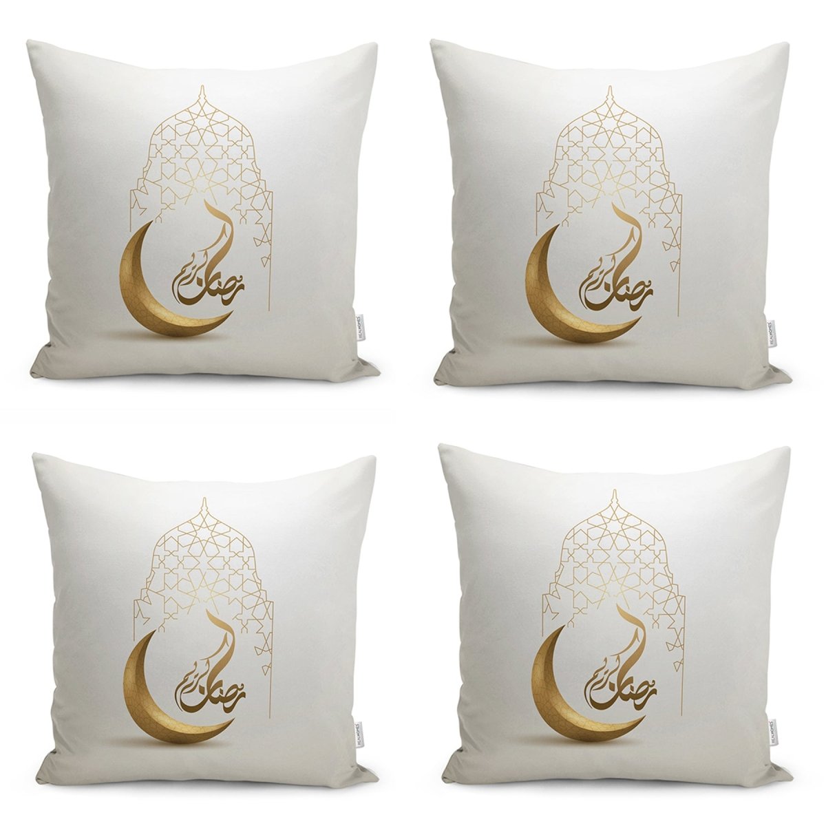 Modern Runner and Cushion Pillow Cover Set with Crescent Design and Ramadan Motif - TryAladdin