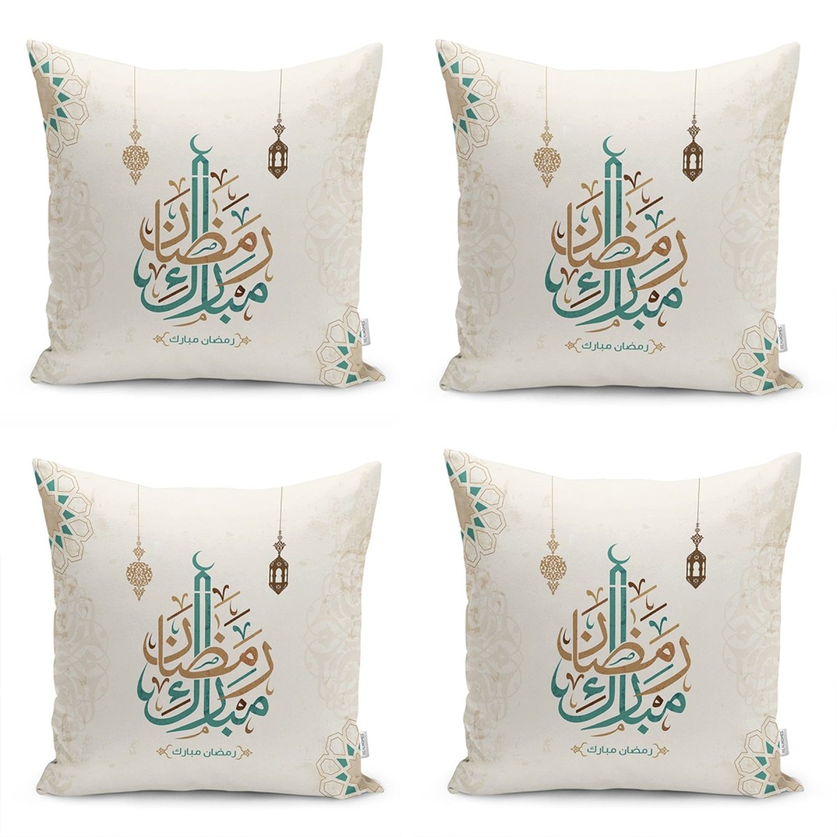 Mubarak Ramadan Motif Digital Printed Runner and Cushion Pillow Cover Set - TryAladdin