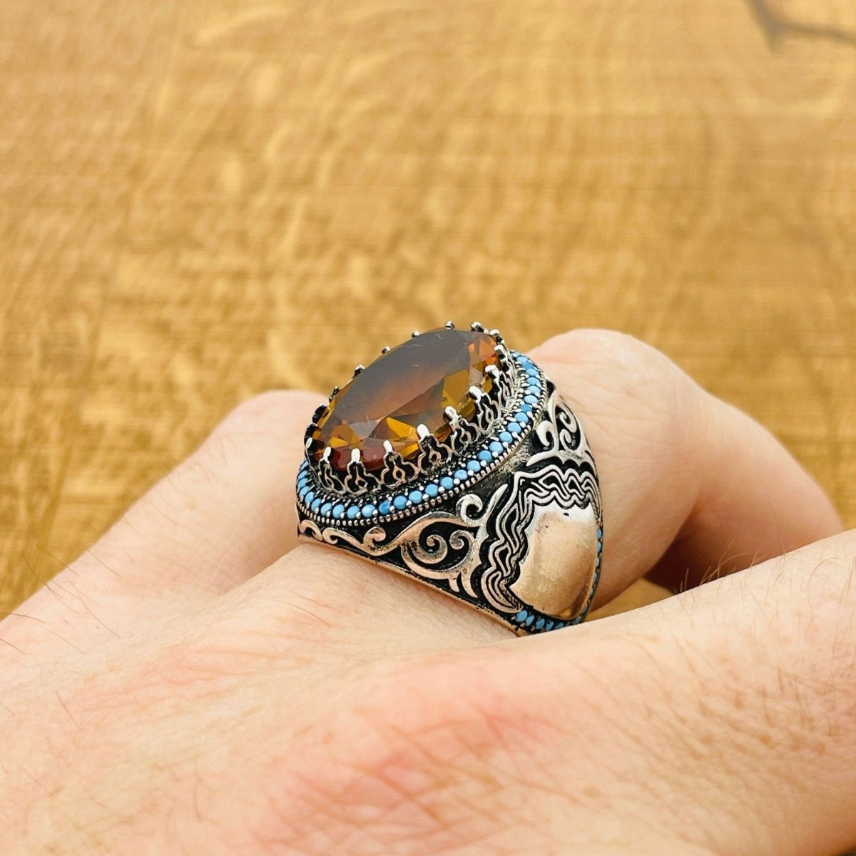 Multi - Color Zultanite Stone Ottoman Men's Ring - TryAladdin