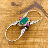 Multi Stone Ring, Green Emerald and Pink Ruby - TryAladdin