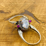 Multi Stone Ring, White Zircon & Citrine Oval - TryAladdin