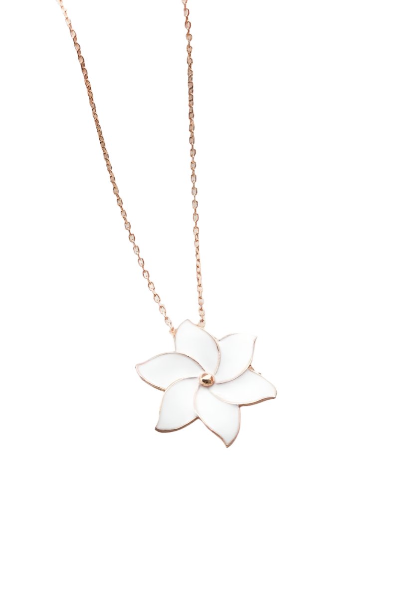 Nereze | White Enameled Wind Rose Necklace - TryAladdin