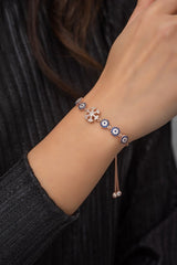 Nereze | Bracelet Snowflake Bracelet with Nazar Evil Eye and Adjustable Lock - TryAladdin