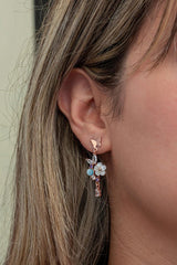 Nereze | Magnolia Flower Earrings with Butterfly Blue Stone - TryAladdin