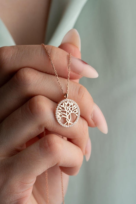 Nereze | Rose Plated Tree of Life Necklace - TryAladdin