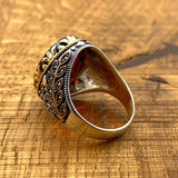 Ottoman Style Men's Handmade Red Stone Ring - TryAladdin