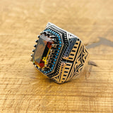 Ottoman Style Multi - Color Zultanite Men's Ring - TryAladdin