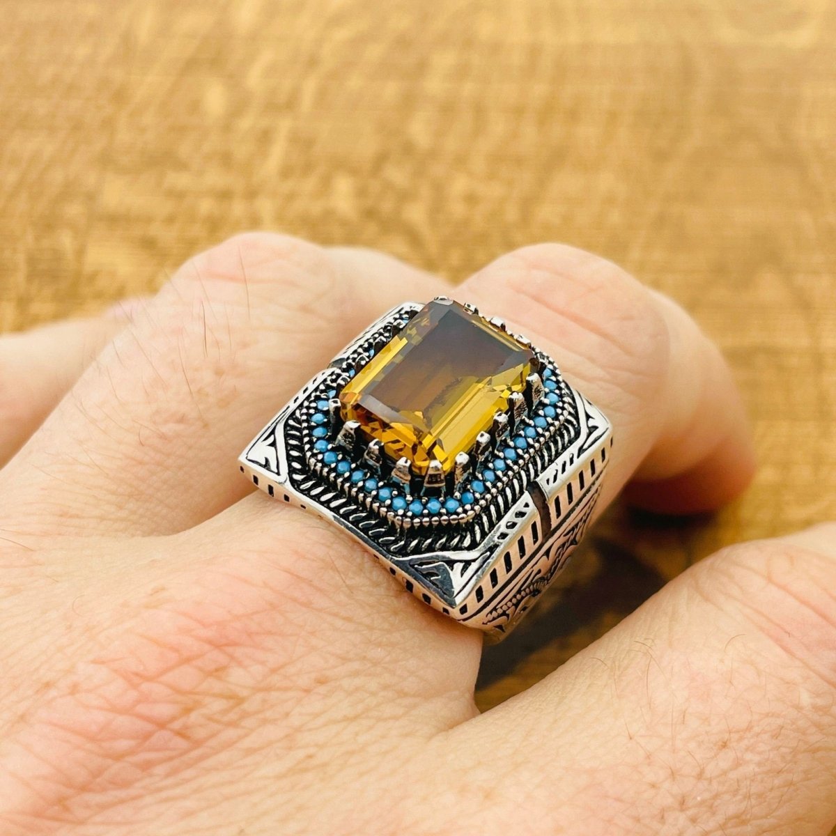 Ottoman Style Multi - Color Zultanite Men's Ring - TryAladdin