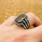 Ottoman Style Multi - Color Zultanite Stone Men's Ring - TryAladdin