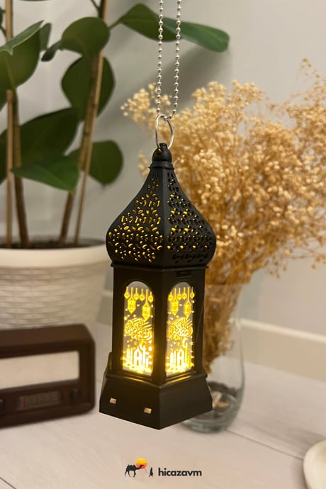 Oval Ramadan Deocrative Lantern with Ceiling Shades (Black) - TryAladdin