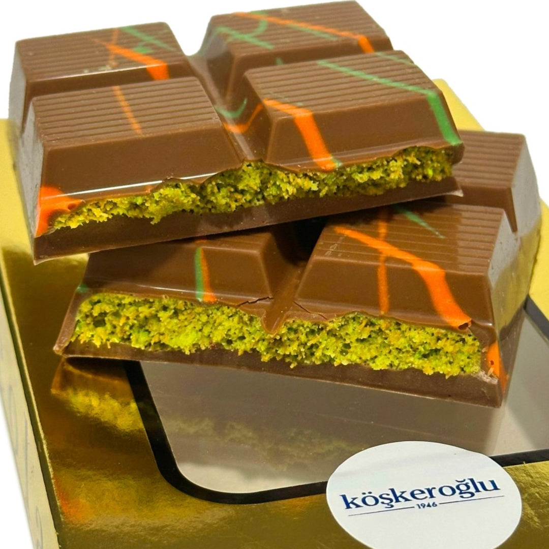 Premium Dubai Chocolate with 75% Pistachio and Crispy Kadayif Filling (200g) - TryAladdin