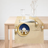 Ramadan Lantern and Crescent Motif Digital Printed Runner and Cushion Pillow Cover Set - TryAladdin