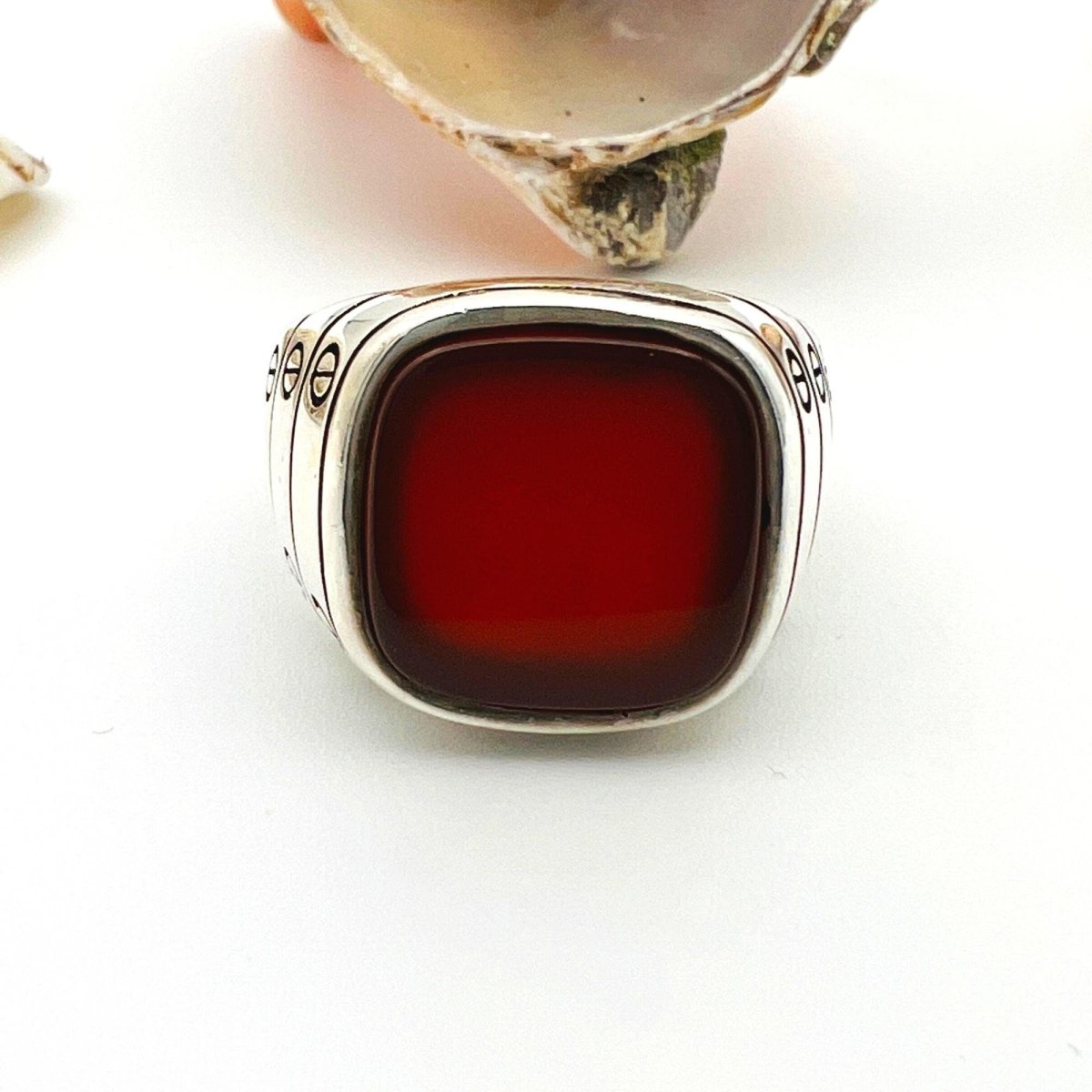 Red Agate Stone Men's Ring - TryAladdin