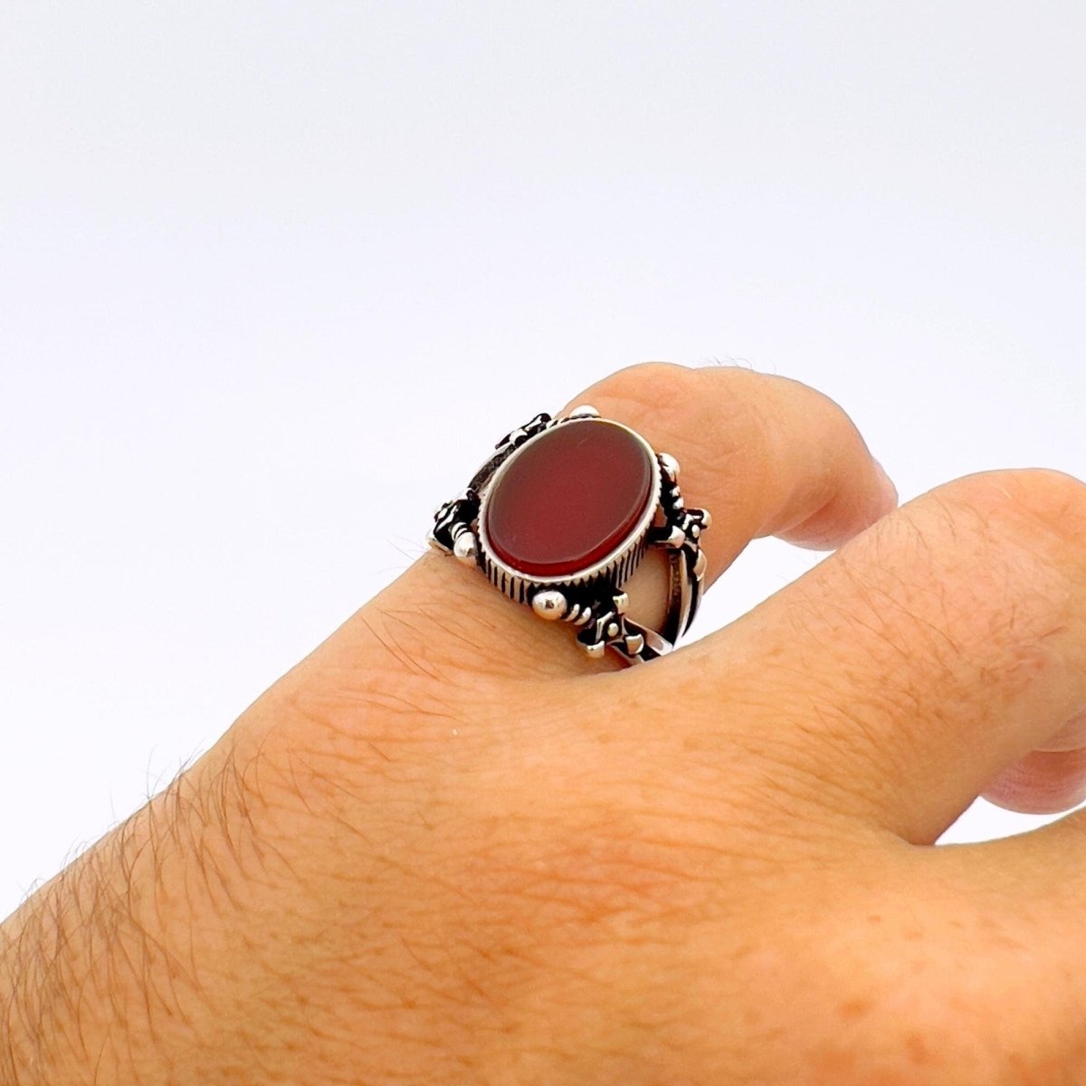 Red Agate Sword - Detail Men's Ring - TryAladdin