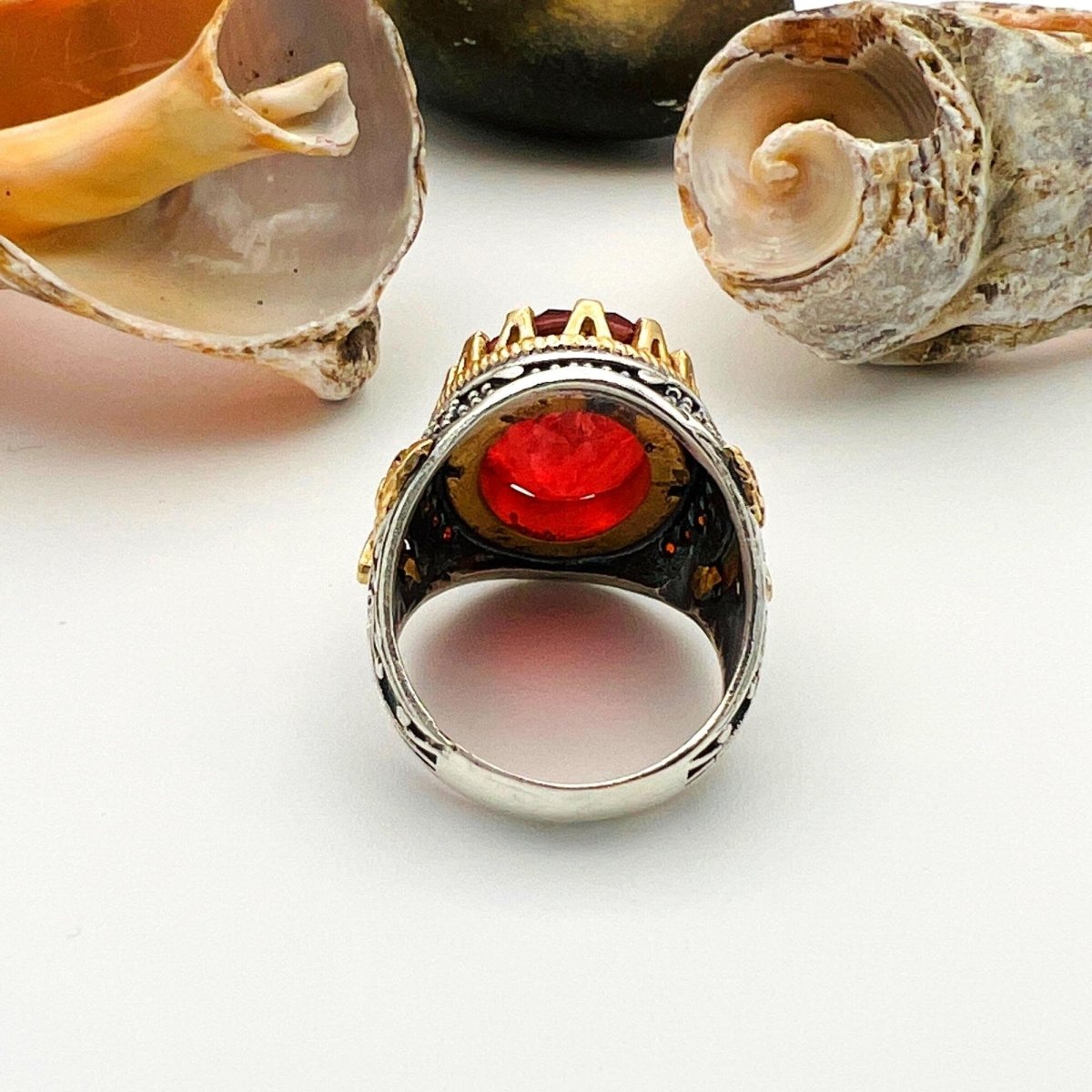 Red Tourmaline Oval Stone Men's Ring - TryAladdin