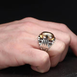 Tesbihevim | Men's Silver Ring with Citrine Stone - TryAladdin