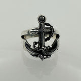 Stylish Men's Anchor Silver Ring - TryAladdin