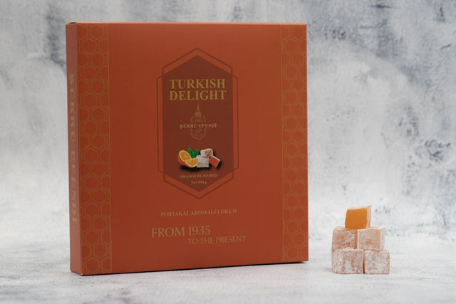 Sukru Efendi 1935 | Turkish Delight Square Box Orange Flavored - TryAladdin