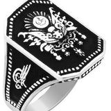 Taki | Ottoman State Coat of Arms Silver Men's Ring Without Stone - TryAladdin