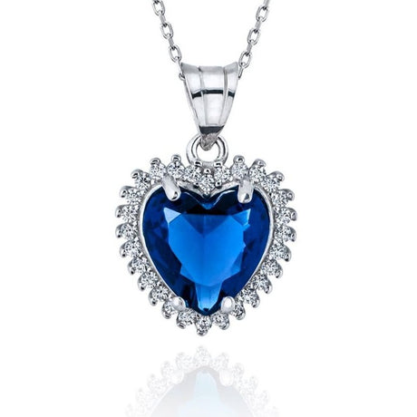 Taki | Titanic Heart of the Ocean v2 Navy Blue Sapphire Silver Necklace - TryAladdin