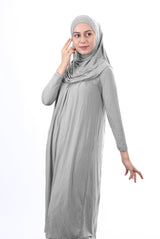 Teenage Size 12 - 15 Years Gray One Piece Women's Prayer Dress with Headscarf - TryAladdin