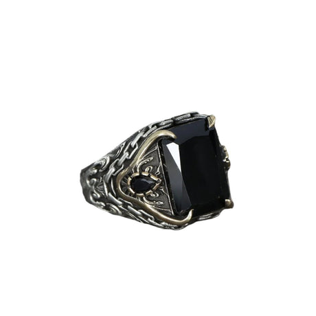 Tesbihevim | Silver Ring for Men with Chain Series Zircon Stone - TryAladdin