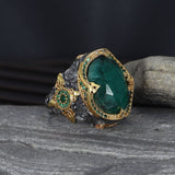 Tesbihevim | Silver Ring for Men with Emerald Stone - TryAladdin