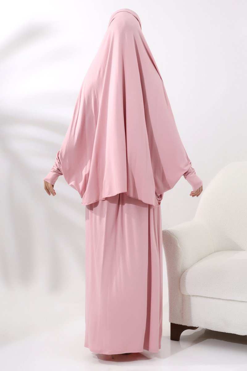 Two Piece Practical Prayer Dress Pink - TryAladdin