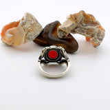 Unisex Red Agate Silver Ring - TryAladdin