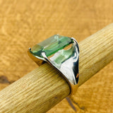 Women's Green Peridot Silver Ring - TryAladdin