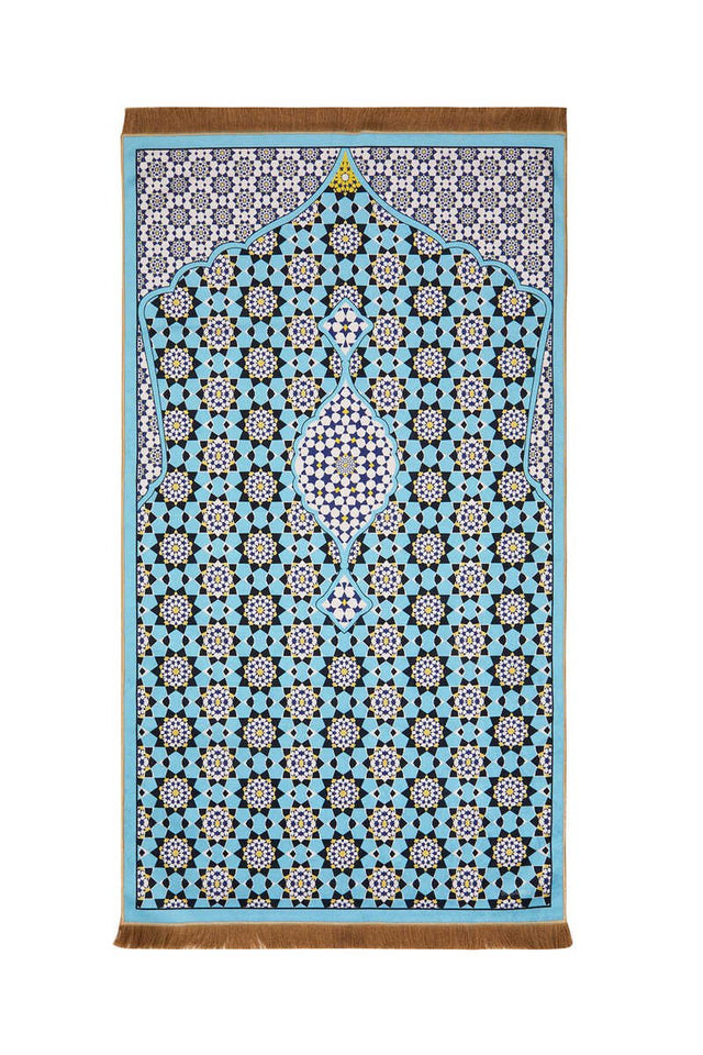 Bursa Ipek | Turquoise Velvet Carpet Prayer Rug - TryAladdin