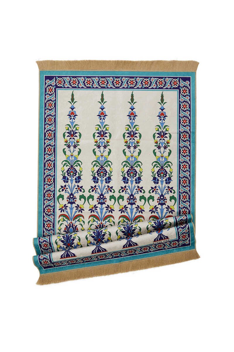 Bursa Ipek | Water Green Velvet Carpet Prayer Rug - TryAladdin