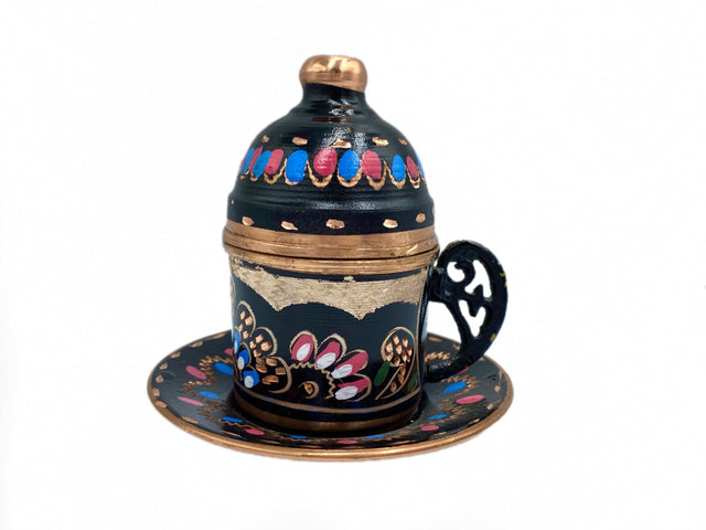 Lavina | Copper Turkish Coffee Cup with Lid Erzincan Design - TryAladdin