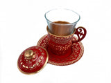 Lavina | Copper Turkish Tea Cup with Lid Erzincan Design - TryAladdin